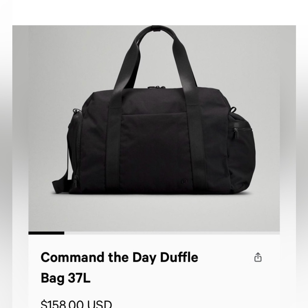 lululemon athletica Black Command the Day Duffle Bag 37ml